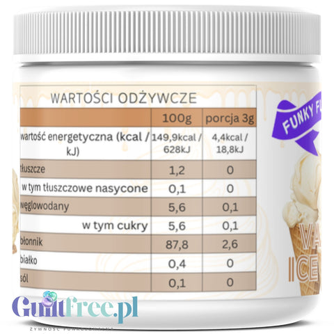 Funky Flavors Splash Vanilla Ice Cream 200g low calorie sugar free, high fiber powdered food flavoring