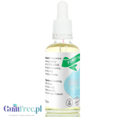 Funky Flavors Basic White Chocolate 30ml - kropelki aromatyzujące bez cukru i słodzików, wegański aromat Białej Czekolady