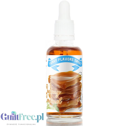 Funky Flavors Sweet Creamy Caramel Stevia - kropelki smakowe ze stewią aromat bez cukru & bez tłuszczu, Karmel