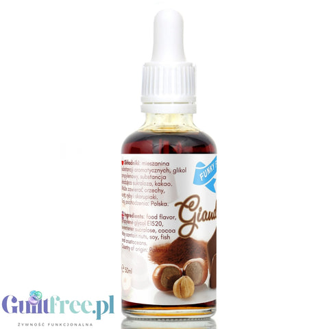 Funky Flavors Sweet Gianduiotto - kropelki smakowe bez cukru i kalorii, aromat piemonckich pralinek z orzechami