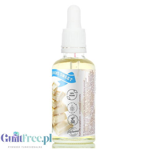 Funky Flavors Sweet White Chocolate STEVIA - kropelki smakowe ze stewią, aromat bez cukru & bez tłuszczu, Biała Czekolada