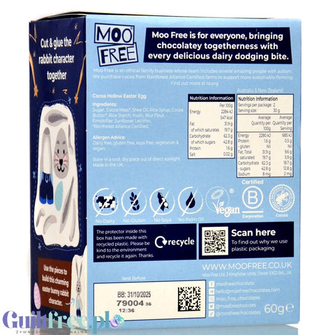 Moo Free Choccy Easter Egg - wegańskie czekoladowe jajko wielkanocne bez mleka, laktozy, soi, glutenu