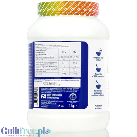 Fitness Authority Cream of Rice, Forest Berry 1kg - sugar-free rice gruel, Forest Berry
