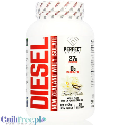 Perfect Sport Diesel 100% Whey Isolate French Vanilla - izolat WPI z Nowej Zelandii bez cukru i tłuszczu, 27g białka & 110kcal