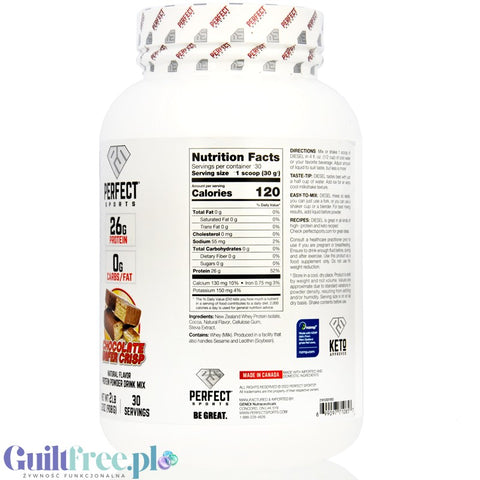 Perfect Sport Diesel 100% Whey Isolate Chocolate Wafer Crisp - izolat WPI bez cukru i tłuszczu, 26g białka & 120kcal