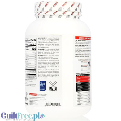 Perfect Sport Diesel 100% Whey Isolate Triple Rich Chocolate - sugar & fat free WPI isolate, 26g protein & 120kcal