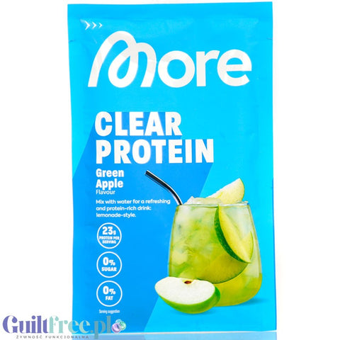 More Nutrition More Clear Green Apple 30g - klarowny izolat białek mleka, lekka odżywka białkowa ze stewią