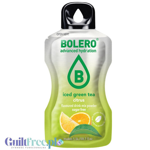 Bolero Drink Iced Green Tea Citrus 8g - napój instant w saszetce, ze stewią, Mrożona Zielona Herbata, Cytryny & Pomarańcze