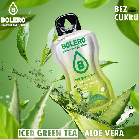 Bolero Drink Iced Green Tea & Aloe Vera - napój instant w saszetce, Mrożona Zielona Herbata ze stewią i aloesem
