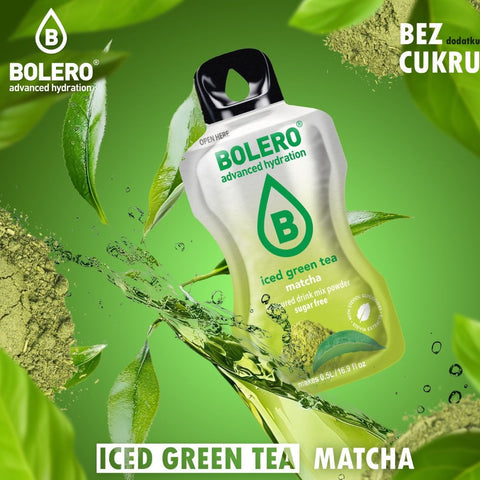 Bolero Drink Iced Green Tea Matcha 8g - napój instant w saszetce, ze stewią,  Mrożona Zielona Herbata o smaku macza