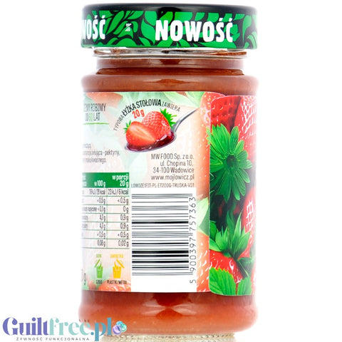 Łowicz Dżem Truskawkowy 6kcal - dżem truskawkowy bez dodatku cukru, ultra niskokaloryczny