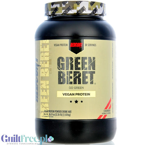 RedCon1 Green Beret Vegan Protein Strawberry - vegan protein supplement with stevia and erythrol, no sucralose