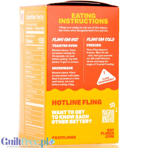Flings Toaster Pasties Sticky Cinnamon - 4 protein filled cakes without sugar and gluten, like Pop Tarts