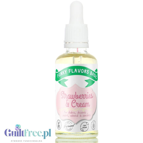 Funky Flavors Basic Strawberries & Cream 30ml - Truskawki w Śmietanie - kropelki aromatyczne bez cukru, słodzików i kalorii