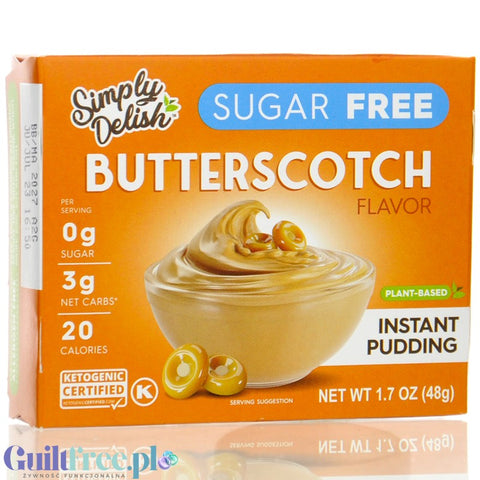 Simply Delish KETO Pudding Butterscotch - wegański budyń bez cukru ze stewią i erytrolem, smak Toffi