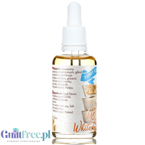 Funky Flavors Sweet PB & White Choc - sugar and kcal free sweet drops flavored with white chocolate & peanut butter.