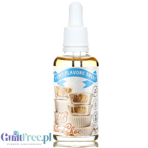Funky Flavors Sweet PB & White Choc - słodkie kropelki bez cukru i kcal o smaku białej czekolady & masła orzechowego