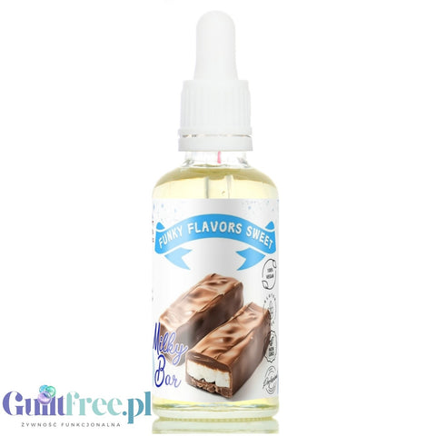 Funky Flavors Sweet Milky Bar - słodkie kropelki bez cukru, tłuszczu i kcal o smaku mlecznego batonika w czekoladzie