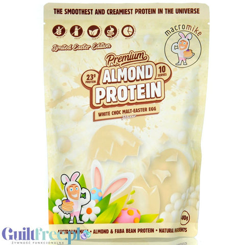Macro Mike White Choc Malt-Easter Egg Premium Almond Protein - vegan almond protein supplement without gluten and sucralose