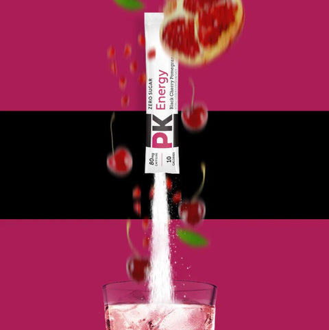 Pure Kick Energy Black Cherry Pomegranate - saszetki bez cukru, napój instant z kofeiną, witaminami i elektrolitami