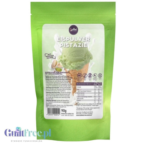 Soulfood LowCarberia Eispulver Pistazie - gotowy miks baza do lodów pistacjowych 90% mniej cukru