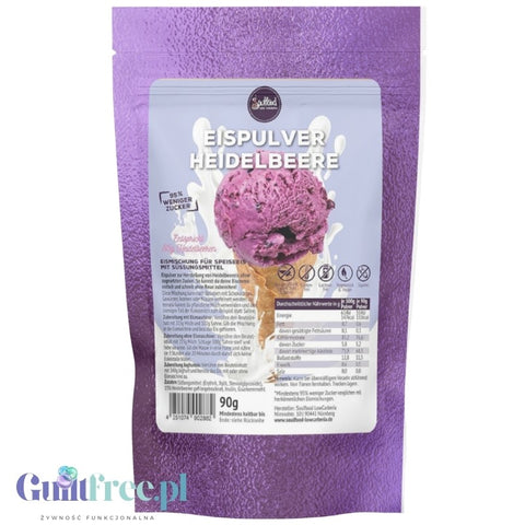 Soulfood LowCarberia Eispulver Heidelbeere - gotowy miks baza do lodów jagodowych 90% mniej cukru
