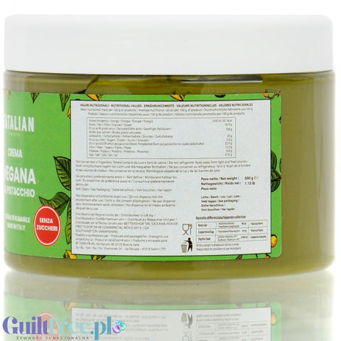EATalian Crema Vegana al Pistacchio 500g - wegański krem pistacjowy bez cukru 25% pistacji z ksylitolem