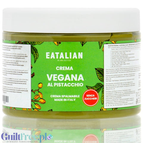 EATalian Crema Vegana al Pistacchio 500g - wegański krem pistacjowy bez cukru 25% pistacji z ksylitolem