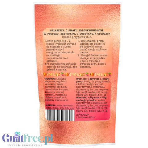Funky Jelly Peach Galaretka Brzoskwinia x 15 porcji - galaretka bez cukru o smaku brzoskwiniowym