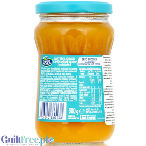 Santa Rosa Zero Albicocche - niskokaloryczny dżem morelowy bez dodatku cukru tylko 48kcal
