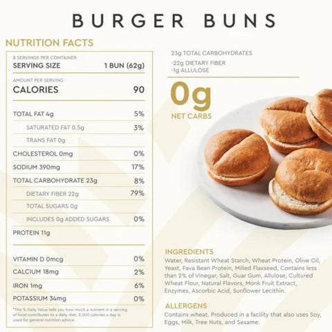 Hero Bread Classic Burger Buns - Keto bułki do burgerów, 8szt, 90kcal