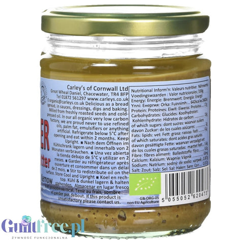 Carley's Organic Sunflower Roasted Seed Butter - organiczna miazga z prażonych ziaren słonecznika bez soli i cukru