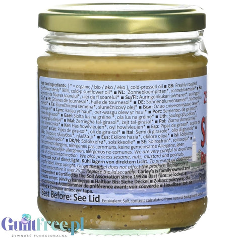 Carley's Organic Sunflower Roasted Seed Butter - organiczna miazga z prażonych ziaren słonecznika bez soli i cukru