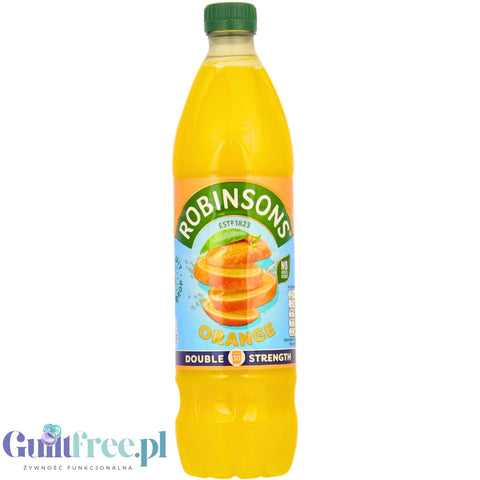 Robinsons Double Strength Orange Squash 0,75L - skoncentrowany syrop do rozcieńczania bez cukru i kalorii, Pomarańcza