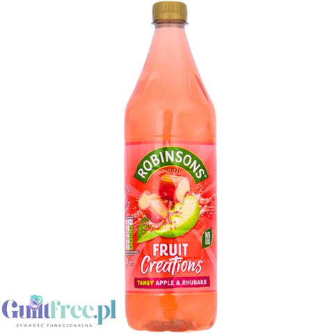 Robinsons Fruit Creations Tangy Apple & Rhubarb Squash - podwójnie skoncentrowany syrop do rozcieńczania bez cukru i kalorii