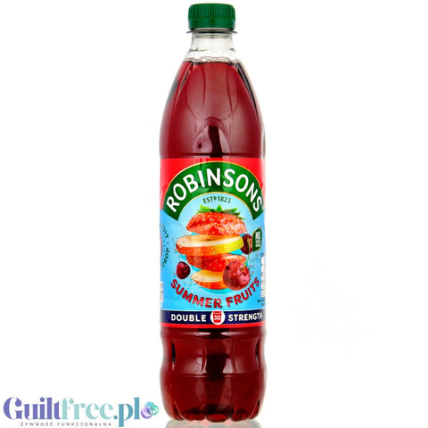 Robinsons Double Strength Summer Fruits Squash 750ml - skoncentrowany syrop do rozcieńczania bez cukru i kalorii, Letnie Owoce