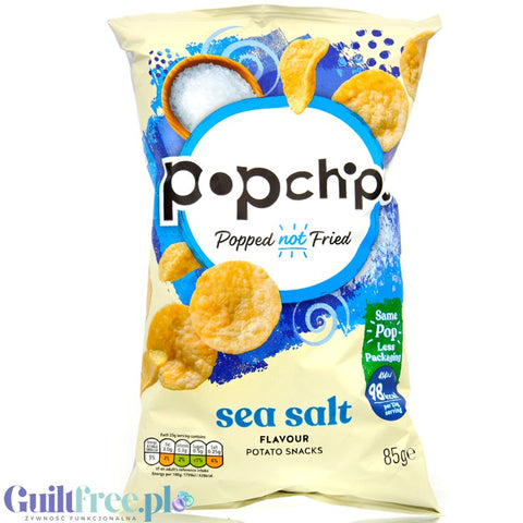 Popchips Sea Salt 85g - baked chips 50% less fat, vegan & without palm oil