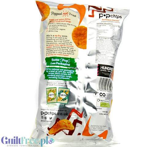 Popchips Barbeque 85g - roasted BBQ chips 50% less fat, without palm oil