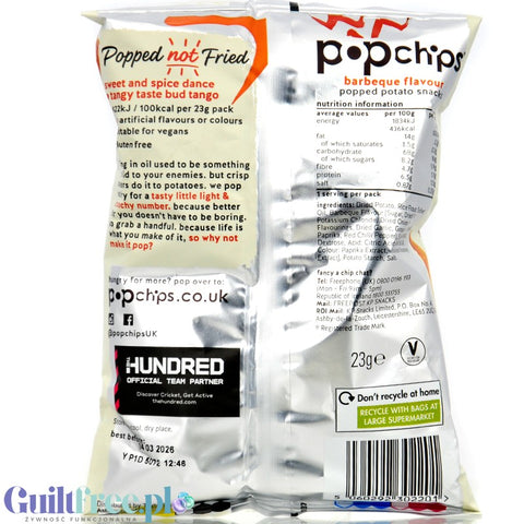 Popchips Barbeque 23g - baked BBQ chips 50% less fat, without palm oil
