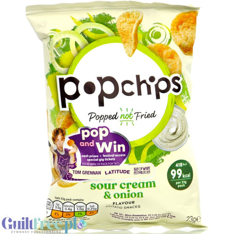 Popchips Cream & Onion 23g - baked chips 50% less fat, flavor Cream & Onion