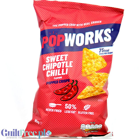 Pop Works Sweet Chipotle Chilli 85g - spicy corn tortilla chips 50% less fat