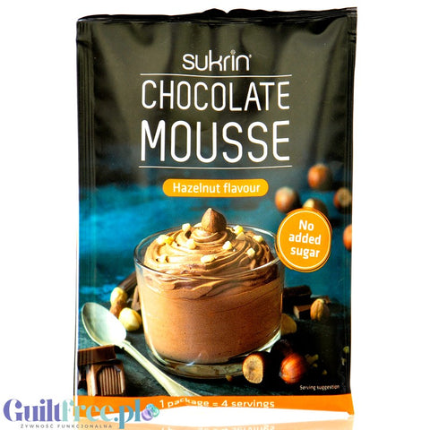 Sukrin Chocolate Mousse Hazelnut 4 x 85kcal - fluffy instant chocolate mousse without added sugar with erythrol and stevia