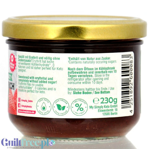 Simply Keto Strawberry 28kcal - keto dżem bez cukru z erytrolem Truskawka