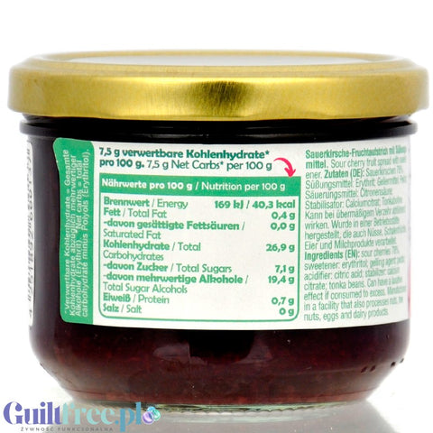 Simply Keto Sour Cherry 40kcal - keto dżem bez cukru z erytrolem Wiśnia