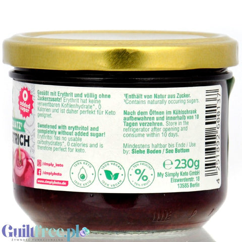 Simply Keto Sour Cherry 40kcal - keto dżem bez cukru z erytrolem Wiśnia