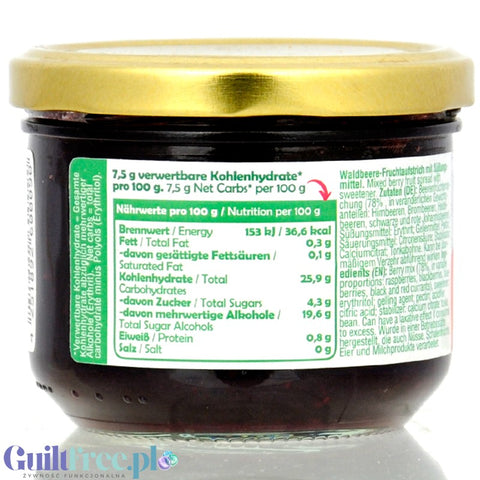 Simply Keto Wildberry 36kcal - keto dżem bez cukru z erytrolem Owoce leśne
