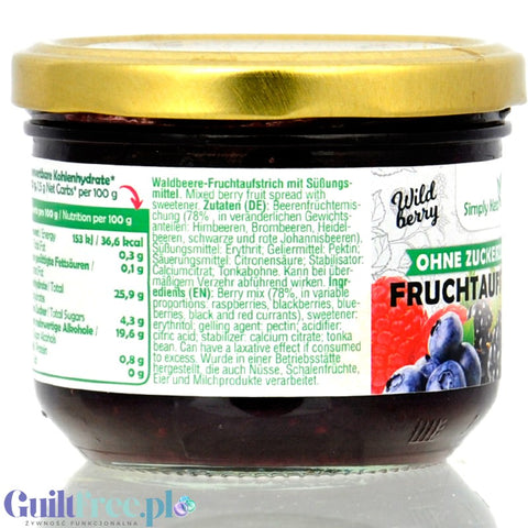 Simply Keto Wildberry 36kcal - keto dżem bez cukru z erytrolem Owoce leśne
