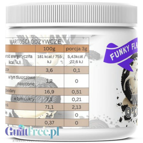 Funky Flavors Splash White Cookie'O 150g - błonnikowy aromat słodzący w proszku, Ciasteczko & Biała Czekolada