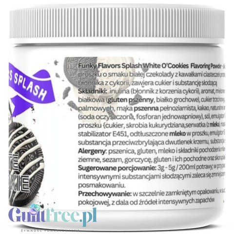 Funky Flavors Splash White Cookie'O 150g - błonnikowy aromat słodzący w proszku, Ciasteczko & Biała Czekolada