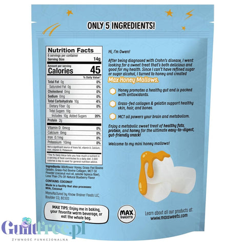 copy of Know Brainer Max Honey Mallow Very Vanilla Mini Marshmallows - honey mini protein marshmallows with kolegan and MCTs